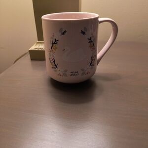 Threshold Pink Mug with Swan and Floral Design